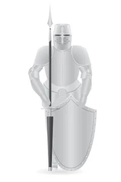 Knight armor with spear and shield illustration Stock Illustration