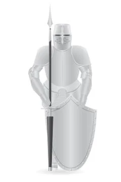 Knight armor with spear and shield vector illustration Stock Illustration