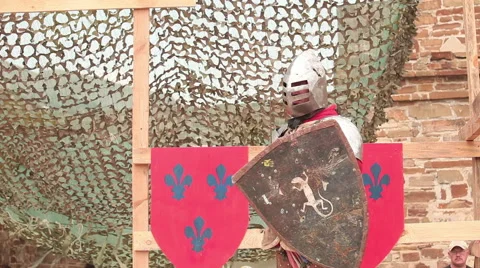 Knight in armor with sword and shield Stock Footage 60251009