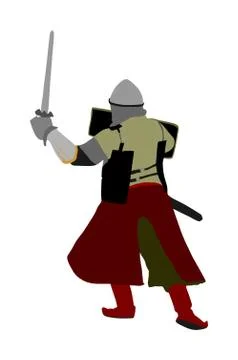 Knight in armor with sword and shield vector isolated イラスト素材