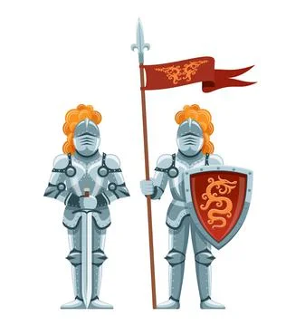 Knight in armor with a sword Stock Illustration