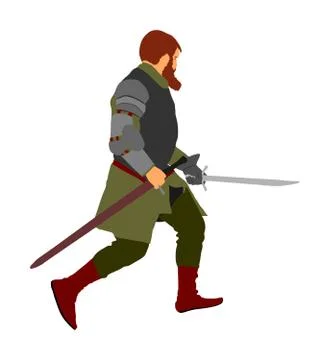 Knight in armor with sword vector illustration isolated on white イラスト素材