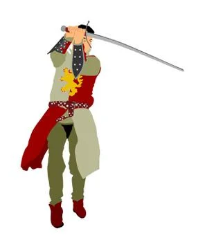 Knight in armor with sword vector illustration isolated on white Stock Illustration