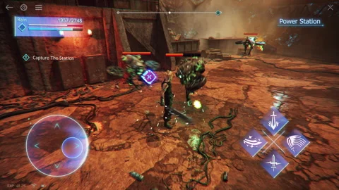 Knight attacks in mobile tactical RPG video game with UI visible Stock Footage 311996138