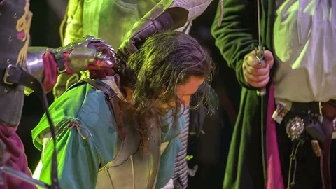 Knight is bowing his head down Stock Footage 70052170