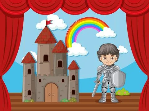Knight Boy's Stage Performance Stock Illustration