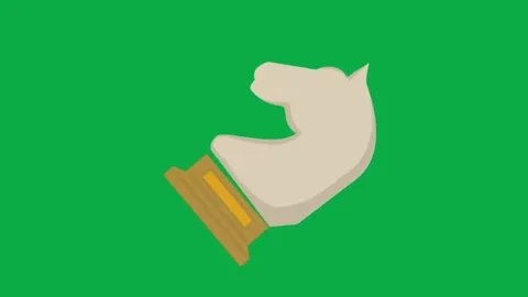 Knight chess piece assembly animation on green screen for strategy and gaming Stock Footage 332067142