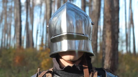 Knight Close Helmet Stock Footage 47506594