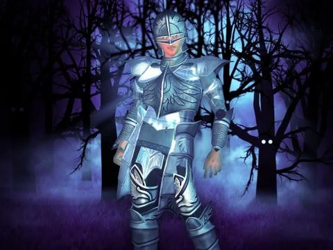 Knight in the forest Stock Illustration