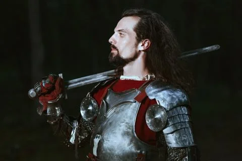 Knight in forest Stock Photos