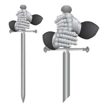 Knight gloves and sword vector illustration Stock Illustration