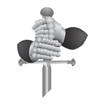 Knight gloves and sword vector illustration Stock Illustration
