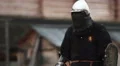 Knight greets his enemy on battlefield. Beginning of sword fighting tournament HD Footage