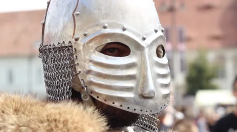 Knight with Helmet On Stock Footage 46115906