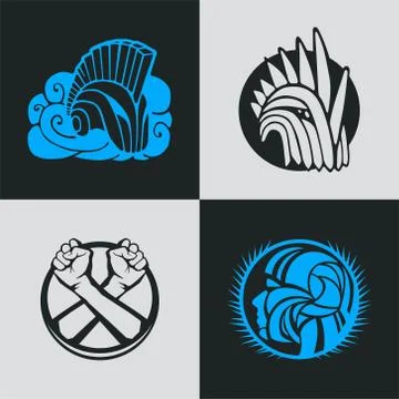Knight helmet logo template Stock Illustration