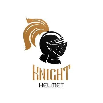 Knight helmet logo template. Vector emblem. Stock Illustration
