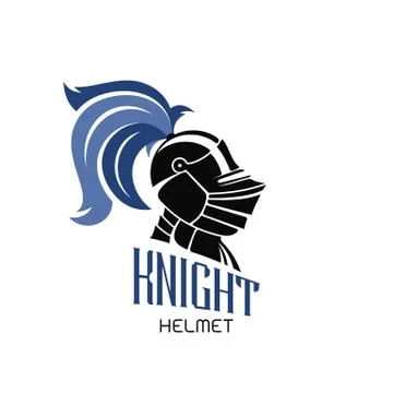 Knight helmet logo template. Vector emblem. Stock Illustration
