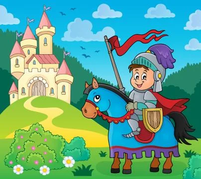 Knight on horse theme image Stock Illustration