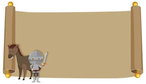 Knight on note template Stock Illustration