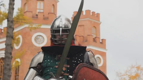 Knight posing  guard chivalry protection brave  power 스톡 동영상 117807298