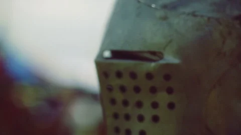 Knight preparing for war. Close-up on eyes and helmet Stock Footage 101651957