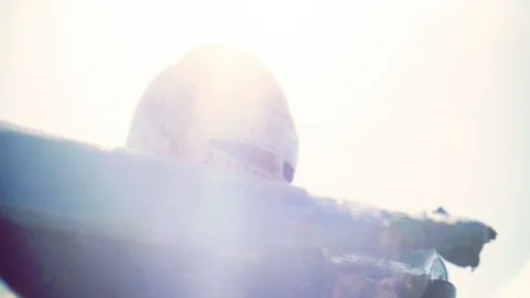 Knight preparing for war. Close-up on eyes and helmet 動画素材 101652016