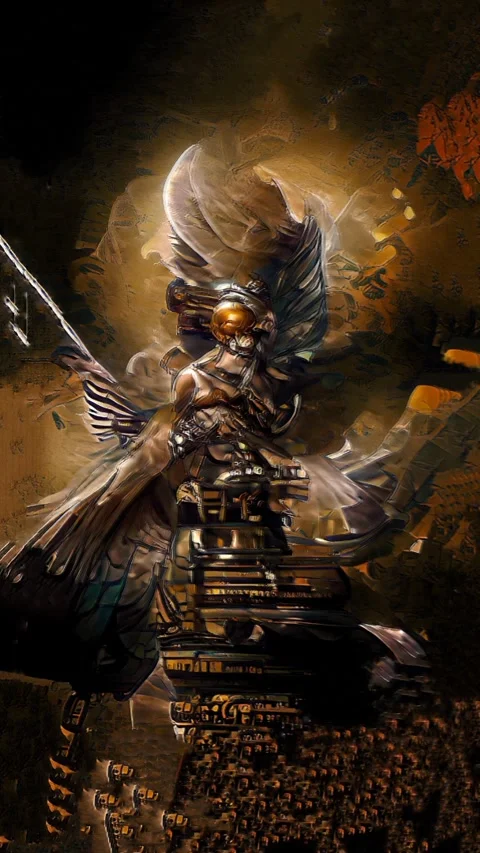 Knight punk in throne Stock Footage 171266591