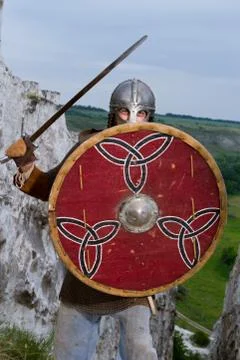 Knight  on a rock Stock Photos