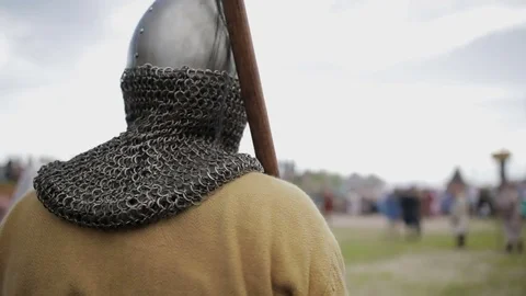 Knight with a spear goes forward Stock Footage 82348367