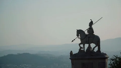 Knight statue/saint longinus statue - landscape - horizon Video stock 128092500