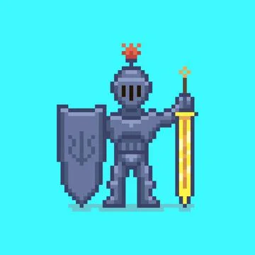 Knight with sword and shield in hands Stock Illustration