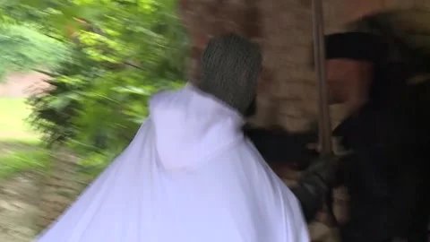 Knight Templar and Arab warriors battle Stock Footage 140599028