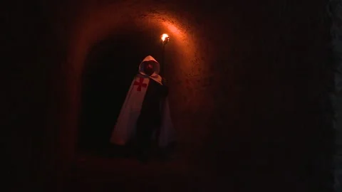 Knight Templar with the torch Stock Footage 140518474