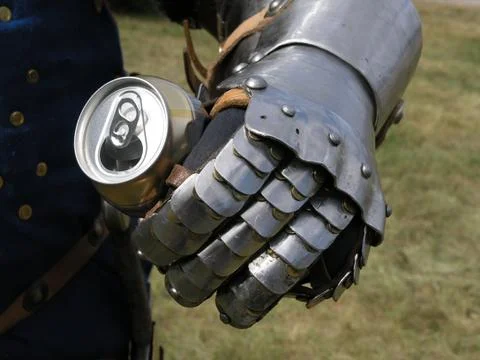 Knight with a tin Stock Photos