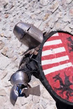 Knight training for battle Stock Photos