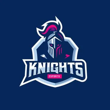 Knight Warrior in Shield Logo Design Stock Illustration