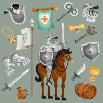 Knights Cartoon Set Illustrazione stock