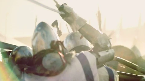 Knights during battle. Medieval reenactment Stock Footage 101652410