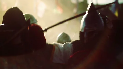 Knights during battle. Medieval reenactment Video stock 101652460