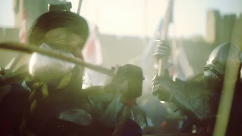 Knights during battle. Medieval reenactment Video stock 101652580