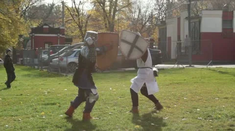 Knights fighting Stock Footage