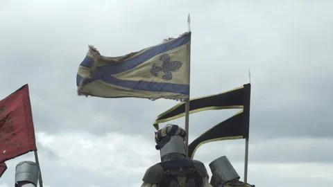 Knights with flags 스톡 동영상 322918288