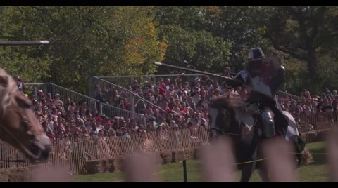 Knights Jousting- Slow Motion Video stock 56910676