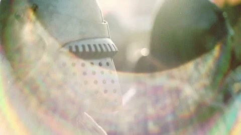 Knights preparing for war. Close-up on eyes and helmets Stock Footage 101652350
