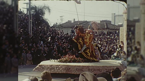Knights of the Round Table Float Girls Rose Parade Vintage Film Home Movie  Stock Footage 68939787