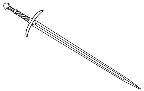 Knights Sword Outline Illustrazione stock