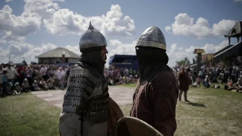 Knights talk to each other Stock Footage 82351277