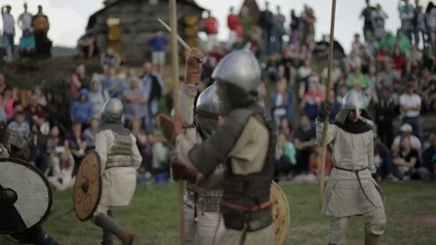 Knights win and return back Stock Footage 82358344