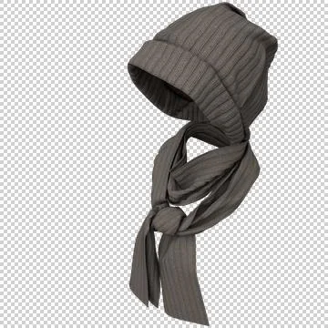 Knit cap and scarf. Weared to the invisible girl. Winter warm clothing. Stock-Illustration