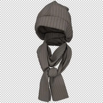 Knit cap and scarf. Weared to the invisible girl. Winter warm clothing. Stock-Illustration